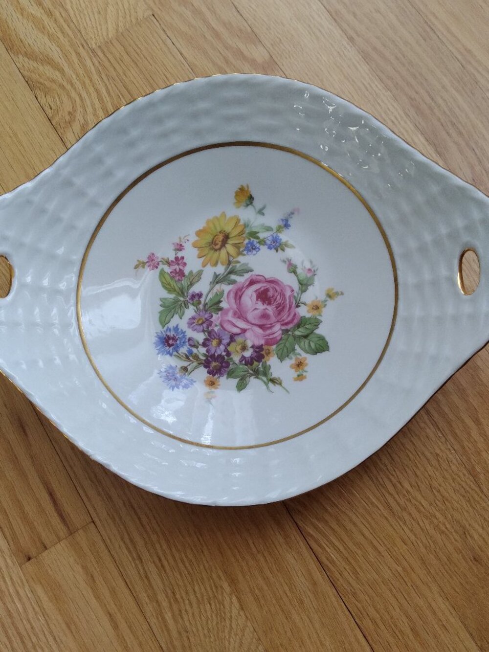 Vintage Gold Encrusted Porcelain Plate, Made in former Czechoslovakia
